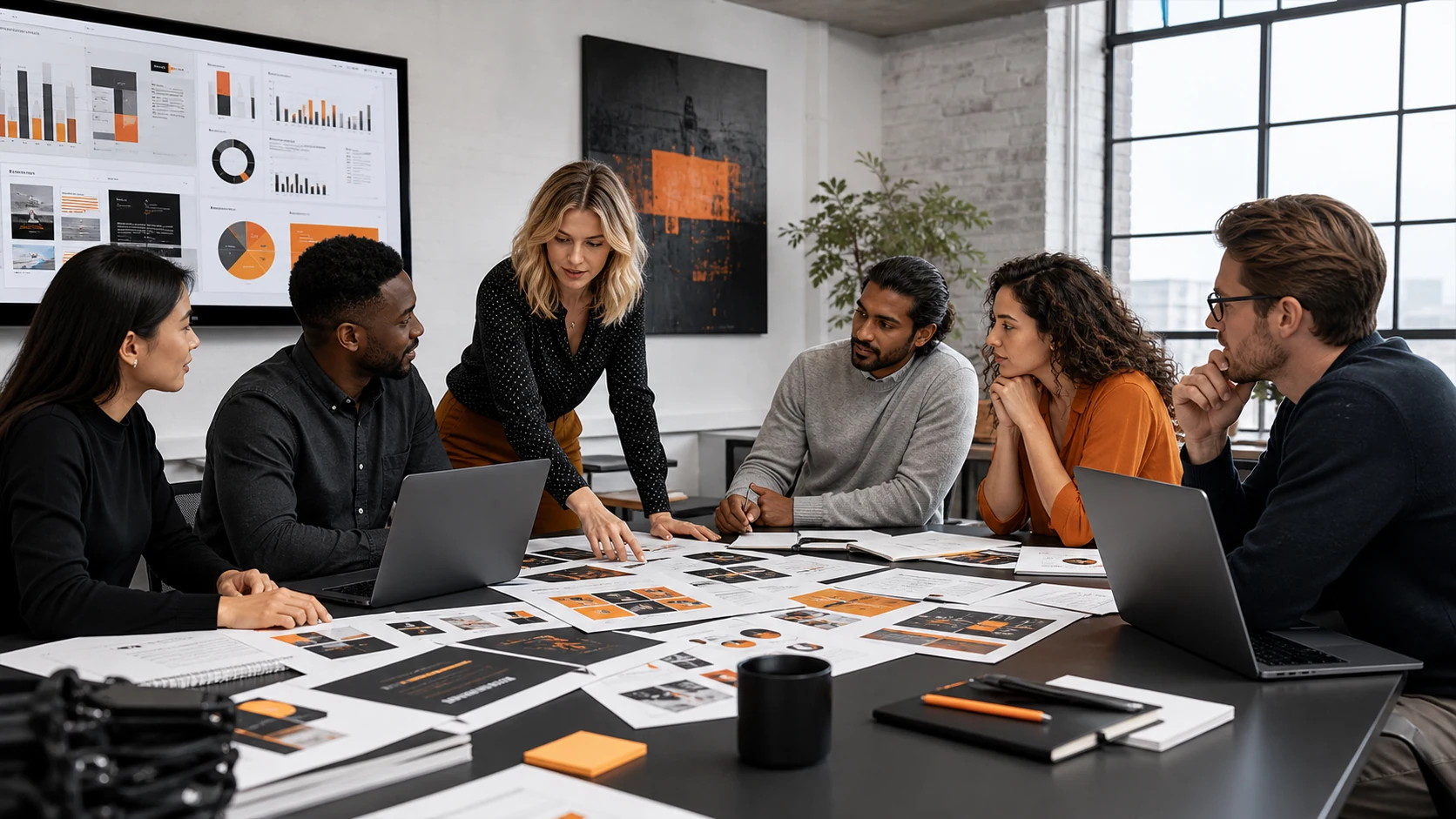 Équipe en atelier de stratégie marketing et communication