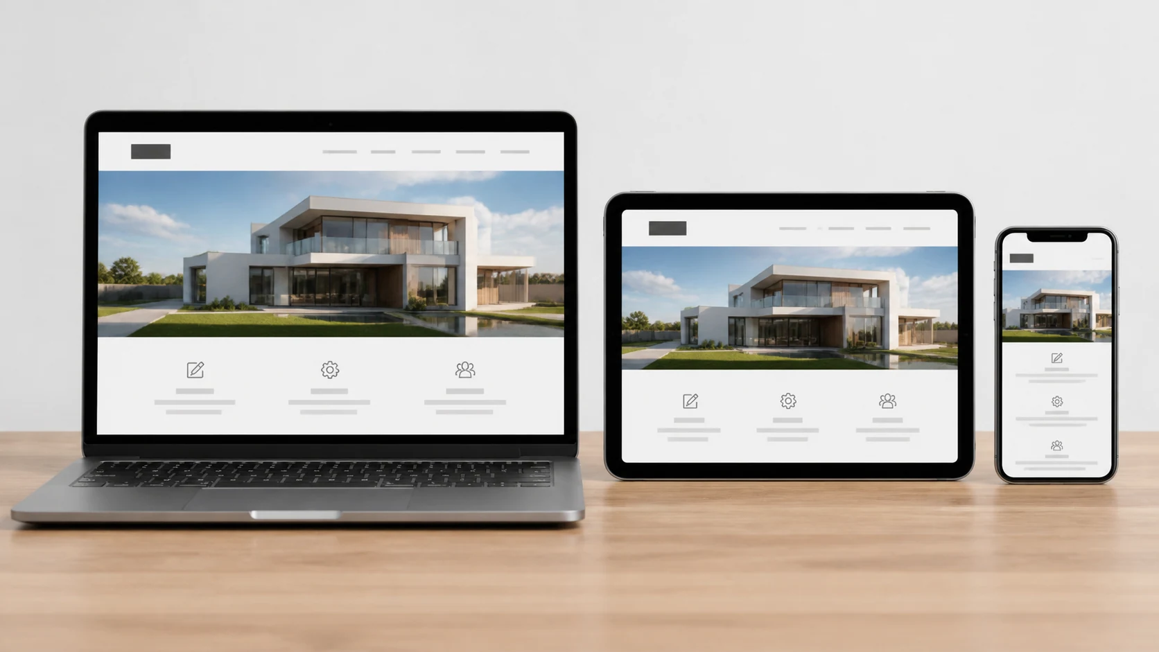 Site web responsive présenté sur ordinateur, tablette et mobile